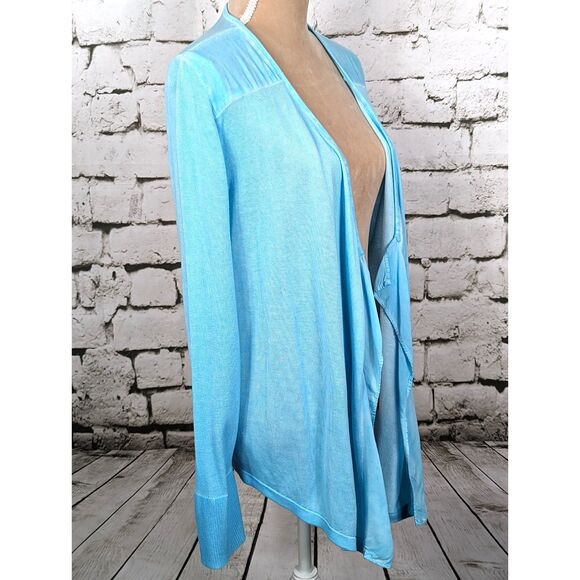 CHICO'S "Nancy Dye-Effect" Open-Front Lightweight Knit Cardigan Size 2 (L/12) - Picture 4 of 8